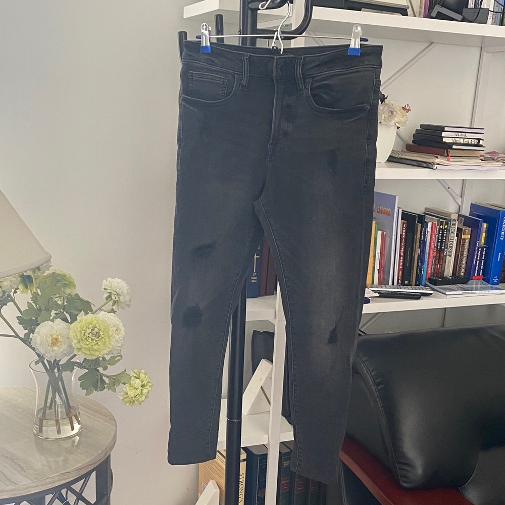 Men's Skinny Black Ripped Hyper Stretch Jeans from Express 30 x 30